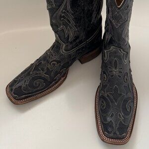 Corral Women's Vintage Python Inlay Western Cowboy Boots Square Toe Black Size 9